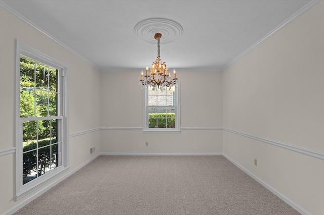 3076 Westwood Rd, Augusta, GA 30909 - carpeted empty room with a chandelier, plenty of natural light, and crown molding