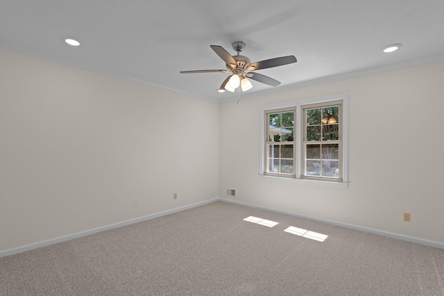 3076 Westwood Rd, Augusta, GA 30909 - unfurnished room with carpet, crown molding, ceiling fan, and recessed lighting