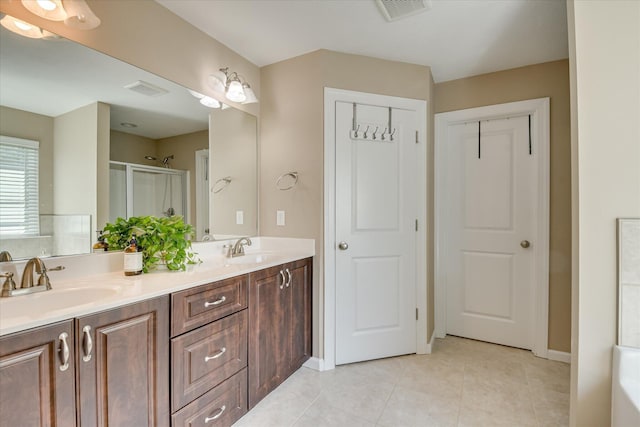 867 Williford Run Dr, Grovetown, GA 30813 - full bath featuring a stall shower, double vanity, tile patterned flooring, a tub to relax in, and baseboards