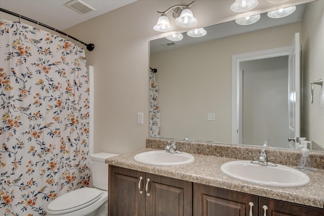 867 Williford Run Dr, Grovetown, GA 30813 - full bathroom with double vanity, toilet, and curtained shower