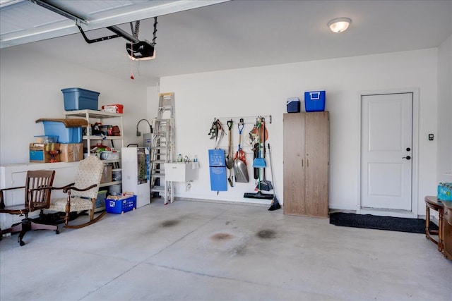 garage with a garage door opener