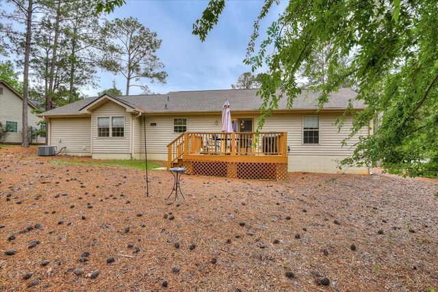 212 Links Pl, Mccormick, SC 29835 - back of property with a deck, cooling unit, and a shingled roof