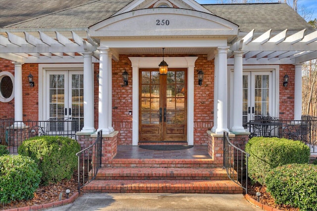 view of exterior entry with french doors