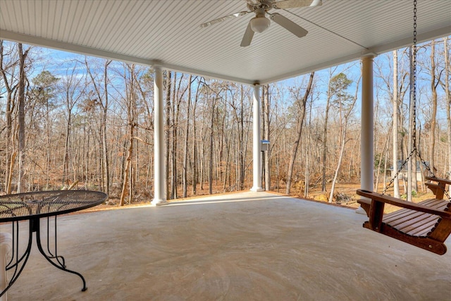 view of patio / terrace featuring ceiling fan