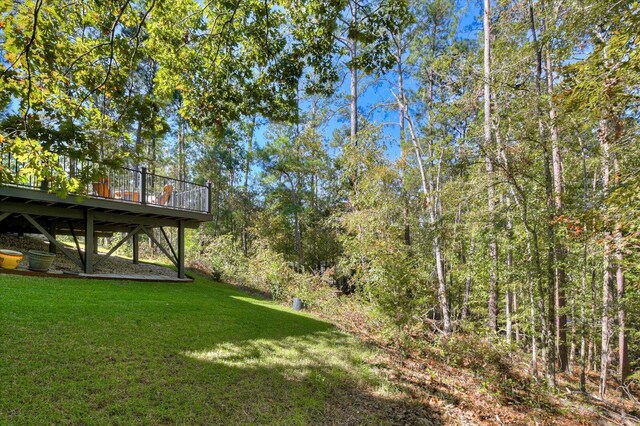 view of yard featuring a deck