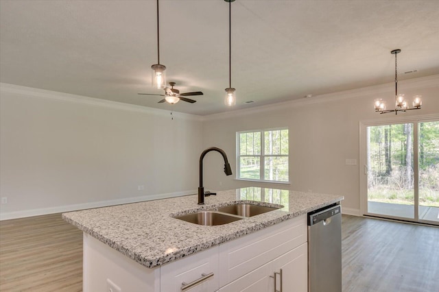 kitchen with white cabinetry, sink, dishwasher, and plenty of natural light