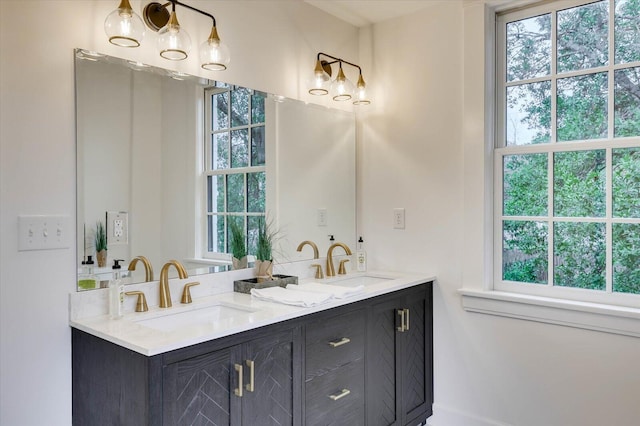 bathroom with vanity and a wealth of natural light