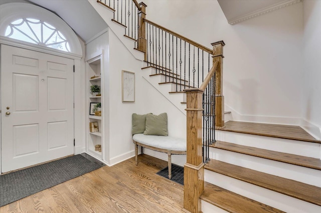 foyer entrance with wood-type flooring