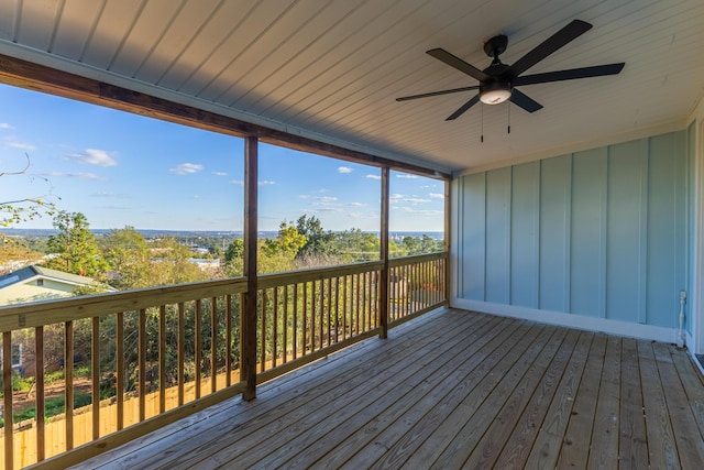 deck featuring ceiling fan