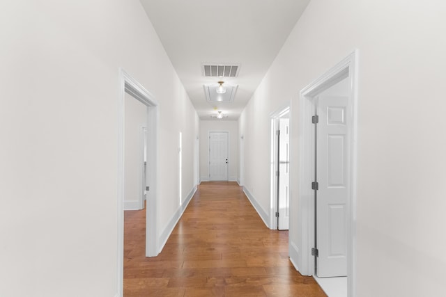 corridor featuring light wood-type flooring