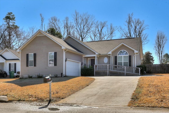 single story home featuring a garage