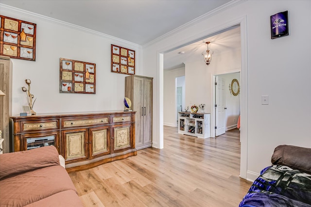 670 Callaway Dr, Graniteville, SC 29829 - living area featuring ornamental molding, light wood-type flooring, and baseboards