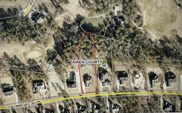 670 Callaway Dr, Graniteville, SC 29829 - aerial overview of property's location with property parcel outlined