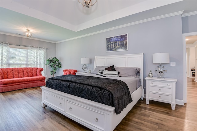670 Callaway Dr, Graniteville, SC 29829 - bedroom with dark wood-type flooring, ornamental molding, and baseboards