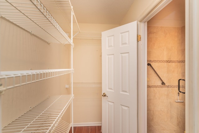 walk in closet featuring hardwood / wood-style flooring