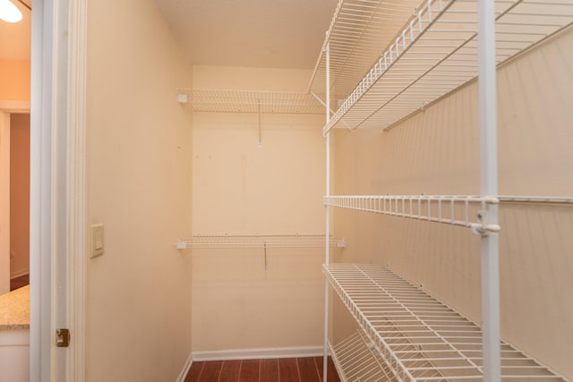 walk in closet with hardwood / wood-style floors