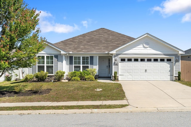 7058 Summerton Dr, Augusta, GA 30909 - ranch-style home featuring fence, a shingled roof, a front lawn, a garage, and concrete driveway