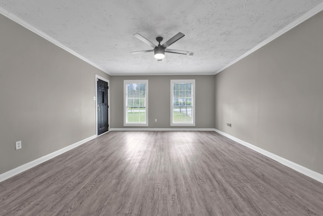 3808 Southfield Dr, Augusta, GA 30906 - empty room featuring ceiling fan, wood finished floors, a textured ceiling, baseboards, and crown molding