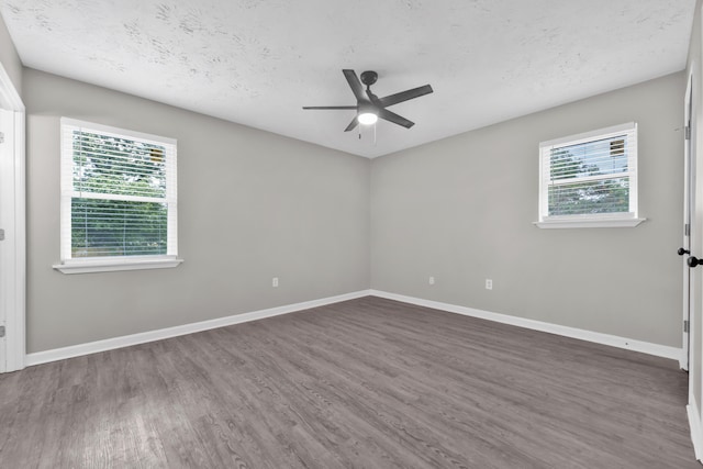 3808 Southfield Dr, Augusta, GA 30906 - empty room with a ceiling fan, wood finished floors, baseboards, and a textured ceiling