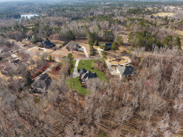aerial view featuring a forest view