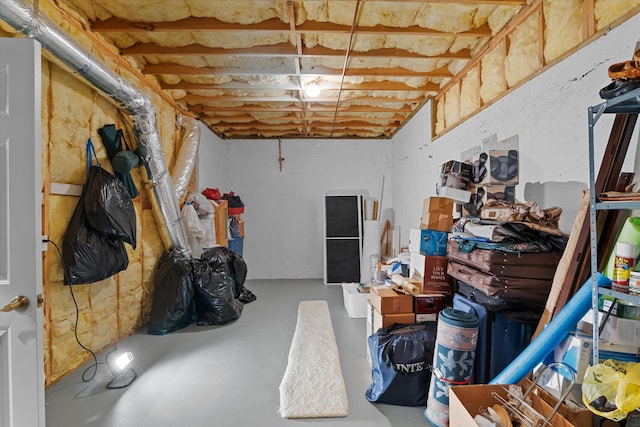 view of unfinished basement