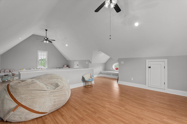 1423 Knob Hill Cir, Evans, GA 30809 - bonus room with ceiling fan, lofted ceiling, light wood-style floors, and baseboards