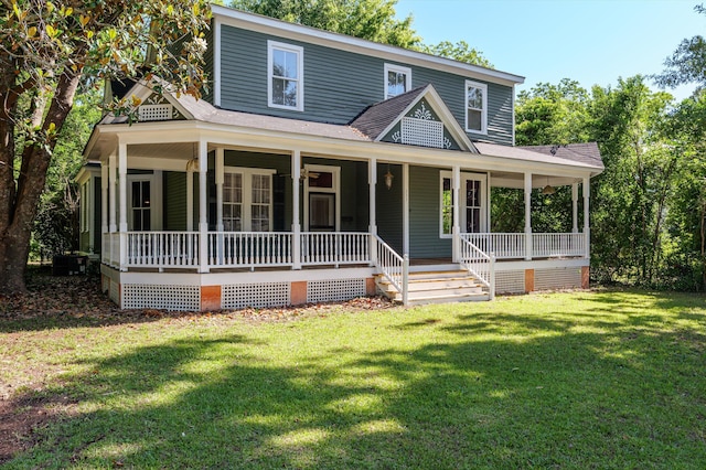 223 E Robert Toombs Ave, Washington, GA 30673 - country-style home featuring a front lawn, a porch, a shingled roof, and central AC