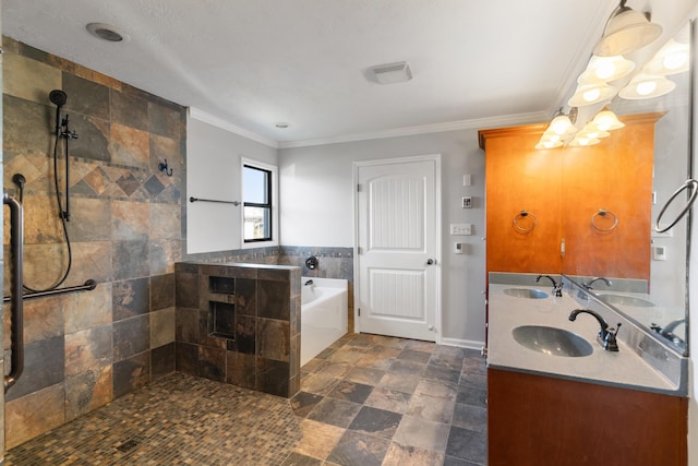 3413 Sutton Pl, Augusta, GA 30906 - full bathroom with a garden tub, a sink, and tiled shower
