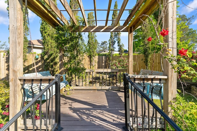 3413 Sutton Pl, Augusta, GA 30906 - wooden terrace with a pergola and a fenced backyard