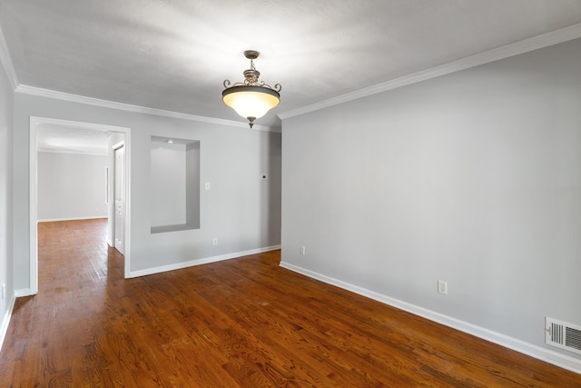 3413 Sutton Pl, Augusta, GA 30906 - empty room featuring baseboards, visible vents, ornamental molding, and dark wood-style flooring