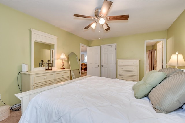8030 Reagan Cir, Augusta, GA 30909 - carpeted bedroom with a closet, a ceiling fan, and ensuite bath
