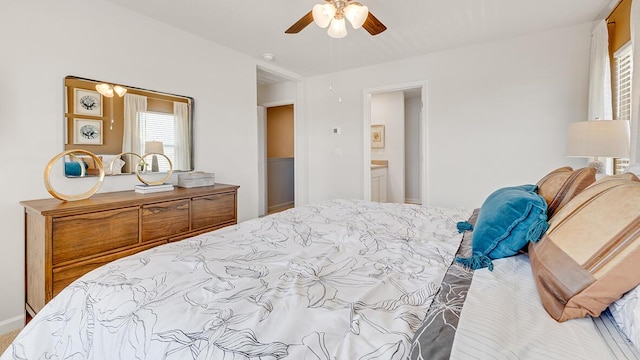 bedroom featuring ceiling fan