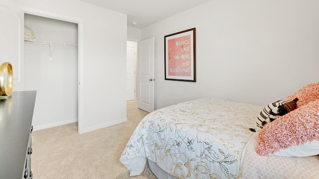 bedroom featuring carpet floors and a closet