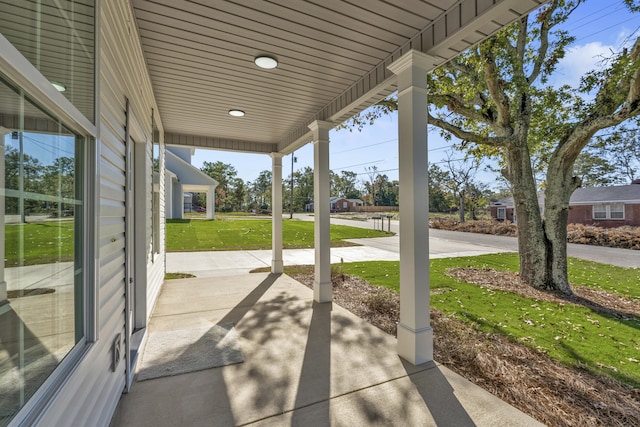 view of patio featuring a porch