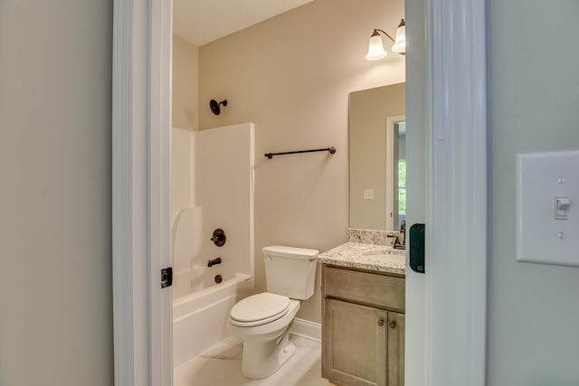 full bathroom with vanity, toilet, and tub / shower combination