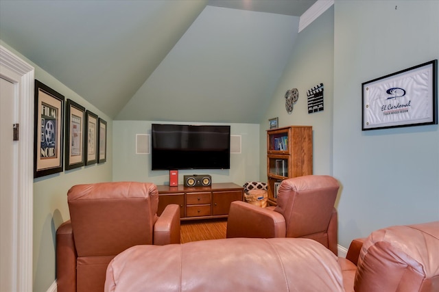 612 Emerald Xing, Evans, GA 30809 - cinema featuring lofted ceiling and wood finished floors