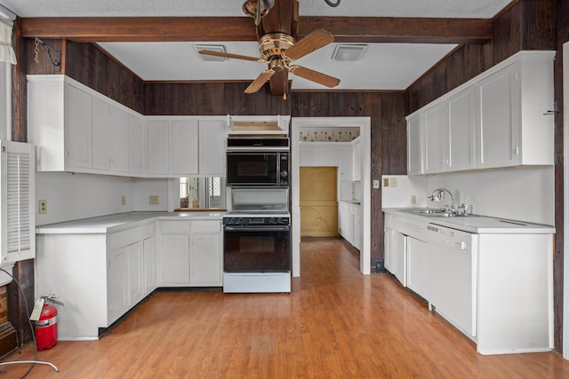 2131 Gardner St, Augusta, GA 30904 - kitchen featuring range with electric cooktop, a sink, beam ceiling, dishwasher, and a ceiling fan
