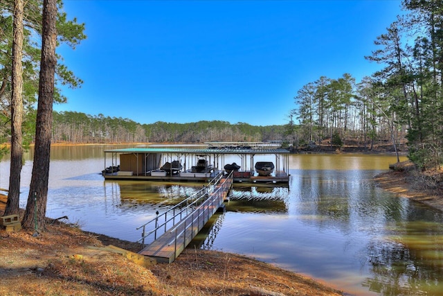 view of dock featuring a water view