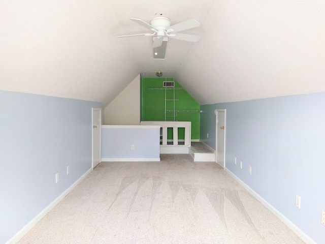 526 Timberchase Ln, Aiken, SC 29803 - additional living space with lofted ceiling, carpet floors, a ceiling fan, and baseboards