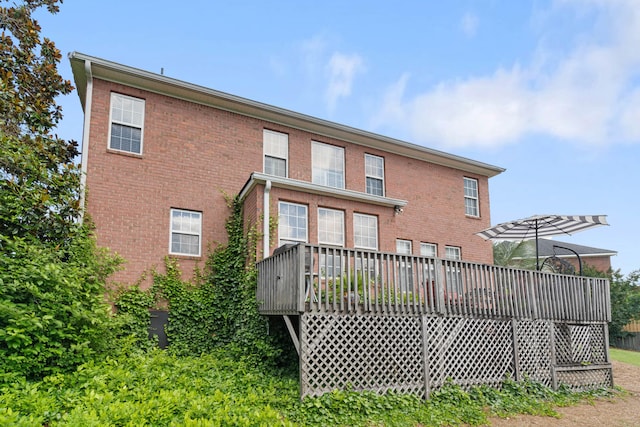 3637 Foxfire Pl, Martinez, GA 30907 - rear view of house featuring a wooden deck and brick siding