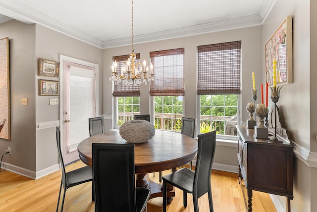 3637 Foxfire Pl, Martinez, GA 30907 - dining space featuring light wood finished floors, a chandelier, ornamental molding, and baseboards