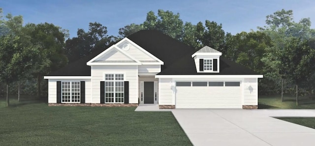 view of front facade featuring a garage and a front yard