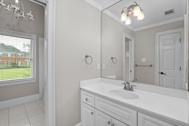 3997 Hammonds Fry, Evans, GA 30809 - full bath featuring vanity, a chandelier, tile patterned floors, and crown molding