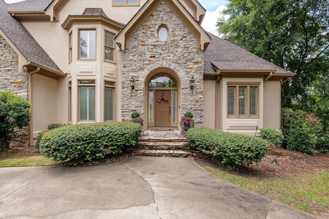 3997 Hammonds Fry, Evans, GA 30809 - entrance to property with stone siding, stucco siding, and a shingled roof