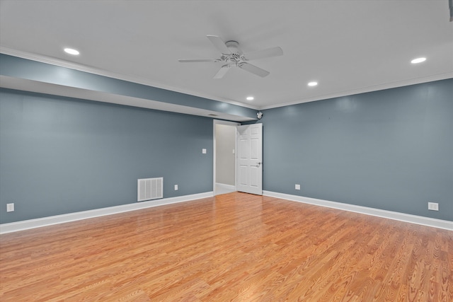 3997 Hammonds Fry, Evans, GA 30809 - spare room with a ceiling fan, ornamental molding, recessed lighting, and light wood-style floors