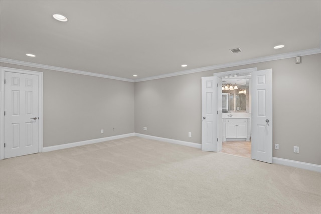 3997 Hammonds Fry, Evans, GA 30809 - spare room featuring recessed lighting, light carpet, a chandelier, and ornamental molding