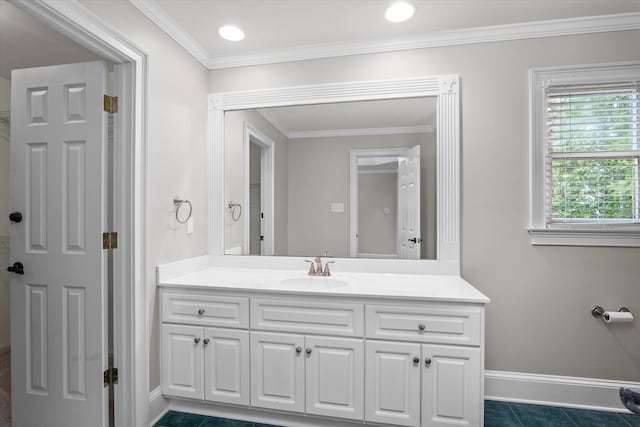 3997 Hammonds Fry, Evans, GA 30809 - bathroom with vanity, crown molding, and tile patterned flooring