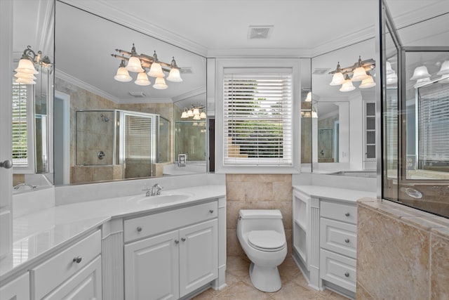 3997 Hammonds Fry, Evans, GA 30809 - full bathroom with plenty of natural light, vanity, crown molding, tile walls, and tile patterned floors