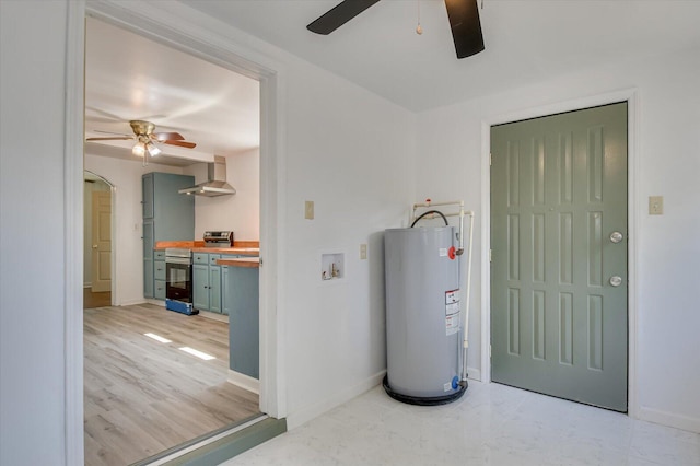 utility room featuring water heater