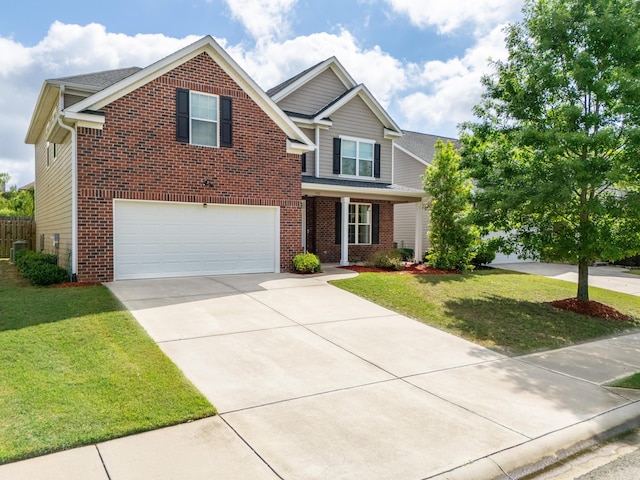532 Bunchgrass St, Evans, GA 30809 - view of front of home featuring brick siding, a garage, a front lawn, and driveway